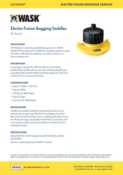 Electro Fusion Bagging Saddles - AC Series - Datasheet - WASK