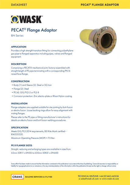 PECAT Flange Adaptor - BN Series - Datasheet - WASK
