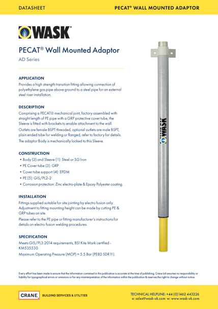 PECAT Wall Mounted Adaptor - AD Series - Datasheet - WASK